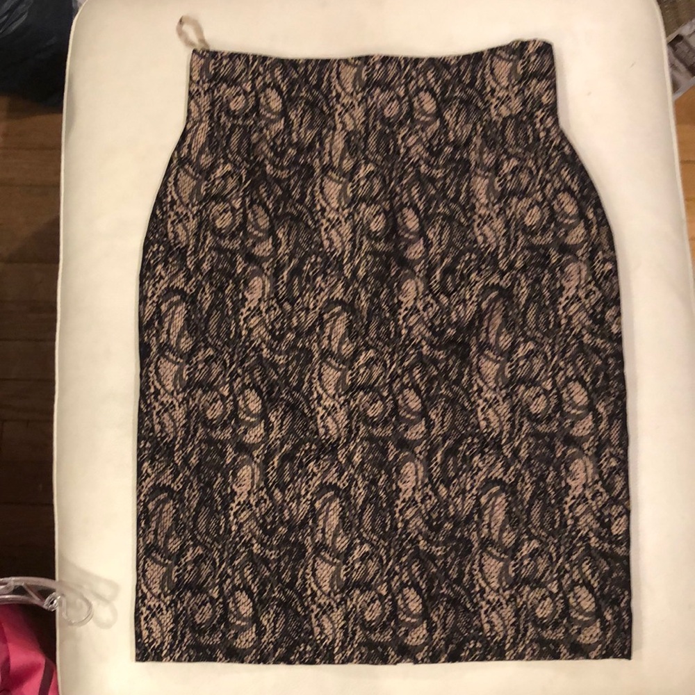 Antonio Melani black/tan print pencil skirt